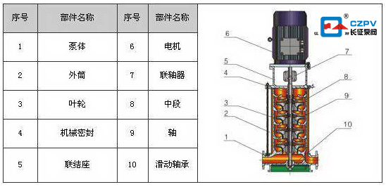 多級立式離心泵結構圖